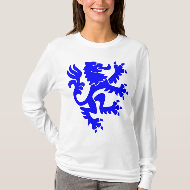 T-shirt Leão Heráldico 01 - Azul (Frente)
