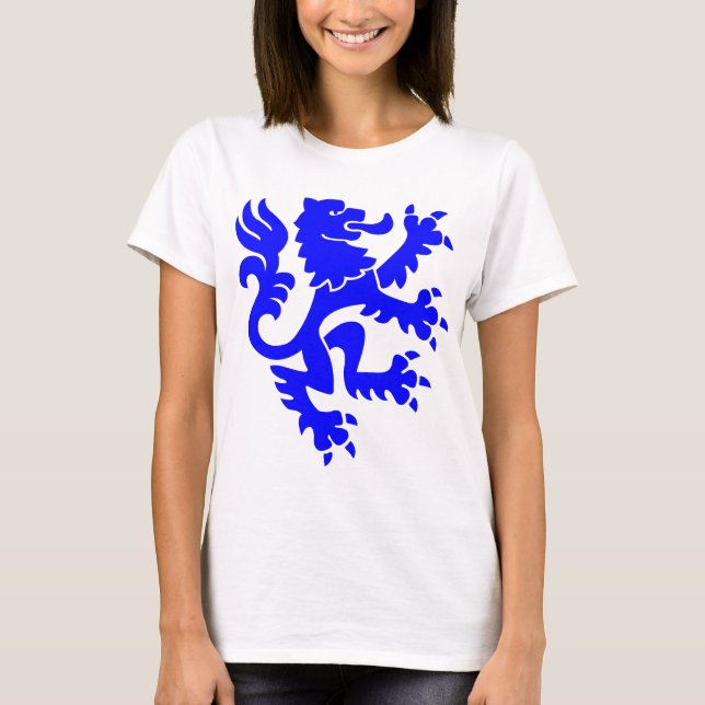 T-shirt Leão Heráldico 01 - Azul (Frente)