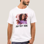 T-Shirt Legal Grunge Foto de Texto Personalizado<br><div class="desc">Excelente presente para o seu namorado! T-shirt personalizada que diz a sua própria mensagem personalizada ou texto numa imagem de tipografia legal em tons de grunge num recorte de máscara legal angustiado. Personalização simples e fácil!</div>