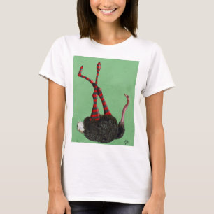 T-shirt Leggings em tiras de avestruz