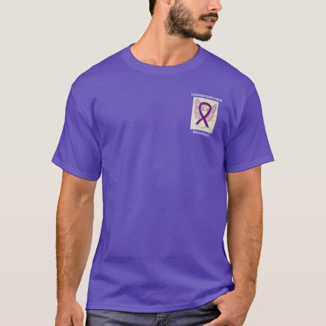 T-shirt Leiomyosarcoma Sensibilização Ribbon Angel Custom  (Frente)