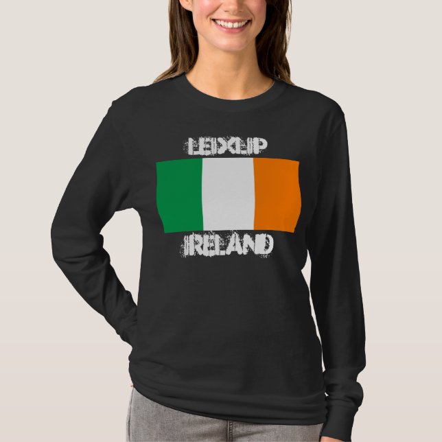T-shirt Leixlip, Irlanda com bandeira irlandesa (Frente)