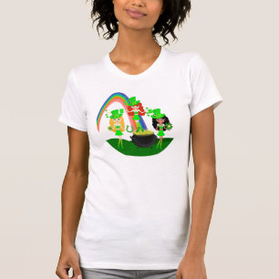 T-shirt Leprechauns da menina de dia de Patrick de santo
