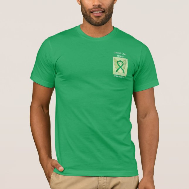 T-shirt Lesão da medula espinhal Sensibilização Fita Verde (Frente)
