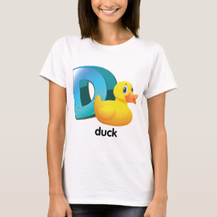 T-shirt Letra D de Pato Alfabeto Brilhante