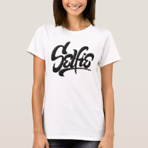 T-shirt Letra de Arte Selfie Street do Grafite de skate