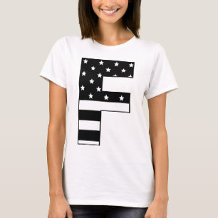T-shirt letra F da listra das estrelas