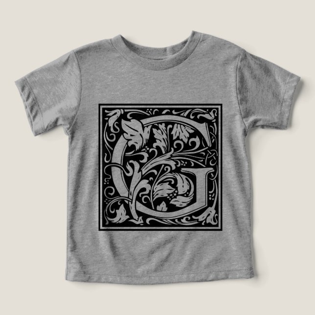 T-shirt Letra G Monograma Medieval Art Nouveau (Design frontal)