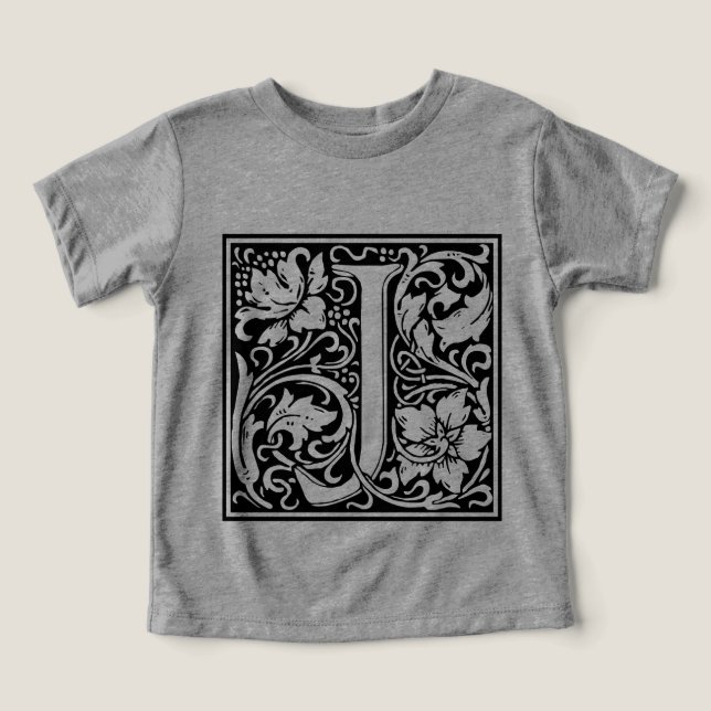 T-shirt Letra J Monograma Medieval Art Nouveau (Design frontal)