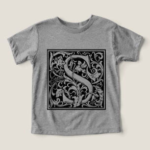 T-shirt Letra S Monograma Medieval Arte Nova