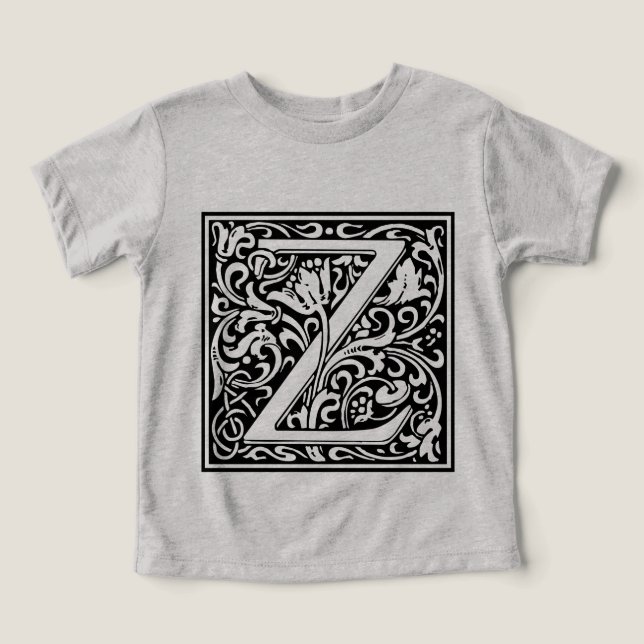T-shirt Letra Z Monograma Medieval Art Nouveau (Design frontal)
