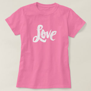T-shirt Letras de Amor Desgastadas Hippie no Dia dos Namor
