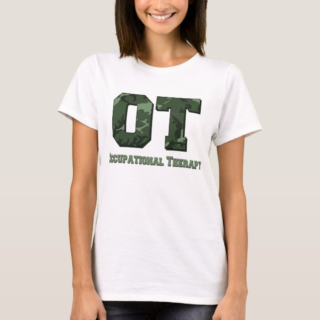 T-shirt letras de camo verde escuro (Frente)