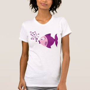 T-shirt leve básico das mulheres dos peixes roxos