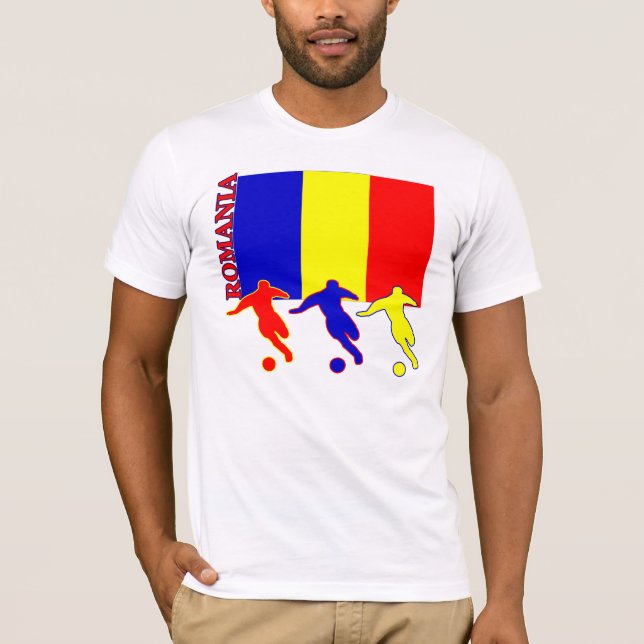T-shirt leve de Romania do futebol (Frente)