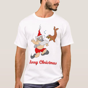 T-shirt leve do papai noel do mergulhador