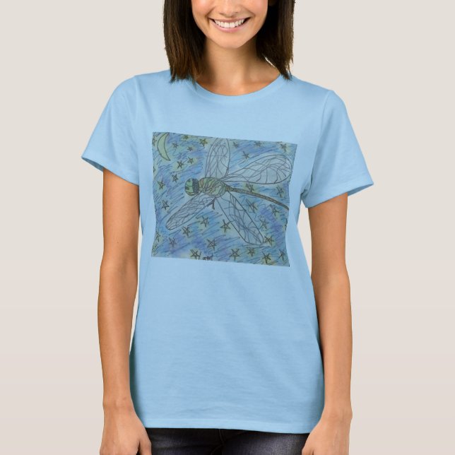 T-shirt Libélula em uma noite estrelado (Frente)