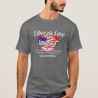 T-shirt Liberal-Amor-América-Preto