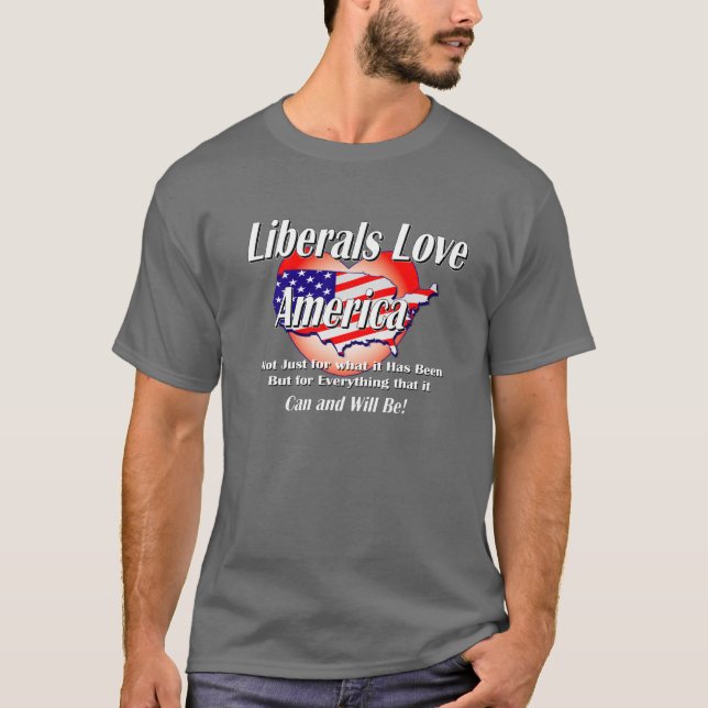 T-shirt Liberal-Amor-América-Preto (Frente)
