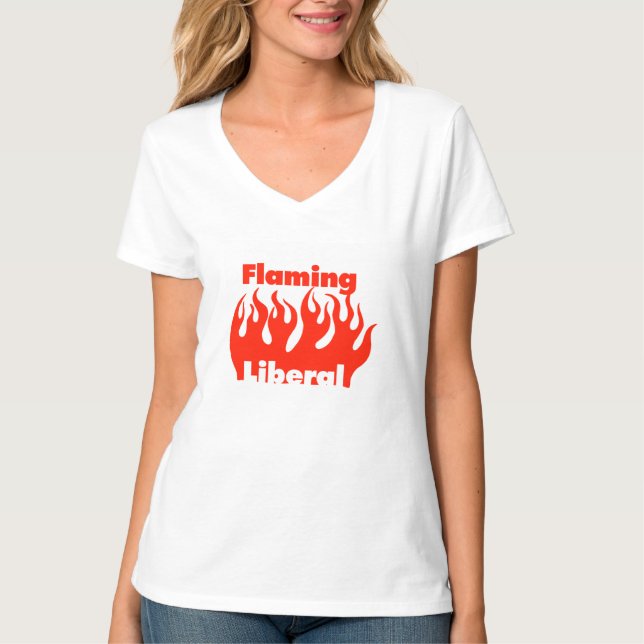 T-shirt liberal flamejante (Frente)