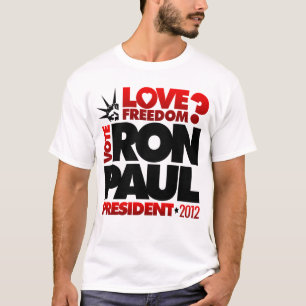 T-shirt Liberdade do PRESIDENTE 2012 amor de RON PAUL do