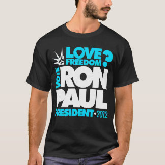 T-shirt Liberdade do PRESIDENTE 2012 amor de RON PAUL do