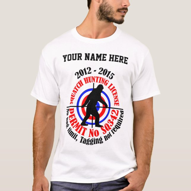 T-shirt licença da caça do squatch (Frente)