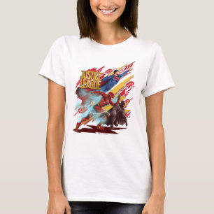 T-shirt Liga da Justiça  Crachá Superman, Flash e Batman