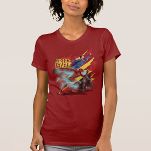 T-shirt Liga da Justiça Crachá Superman, Flash e Batman