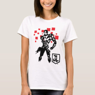 T-shirt Liga da Justiça   Cyborg Digital Noir Pop Art