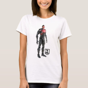 T-shirt Liga da Justiça Cyborg Em Battlefield