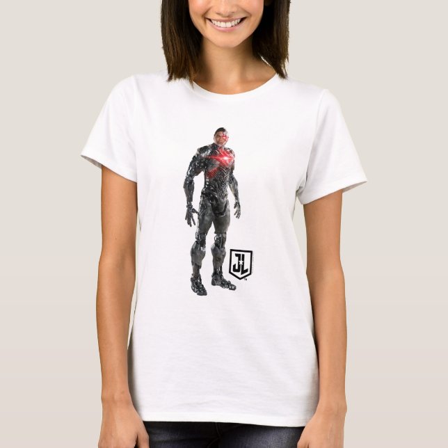 T-shirt Liga da Justiça | Cyborg Em Battlefield (Frente)