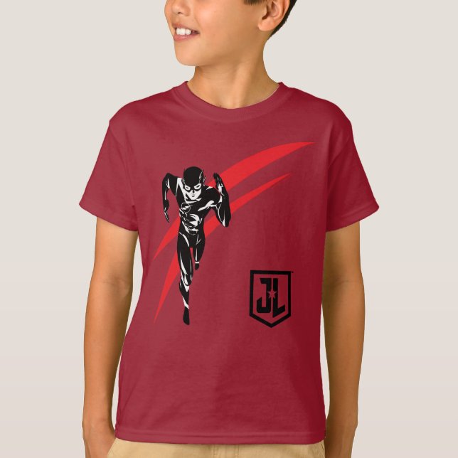 T-shirt Liga da Justiça | Flash executando o Noir Pop Art (Frente)