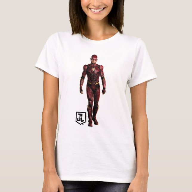 T-shirt Liga da Justiça | Flash no Battlefield (Frente)