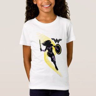 T-shirt Liga da Justiça   Ícone Silhuette de Mulher Maravi