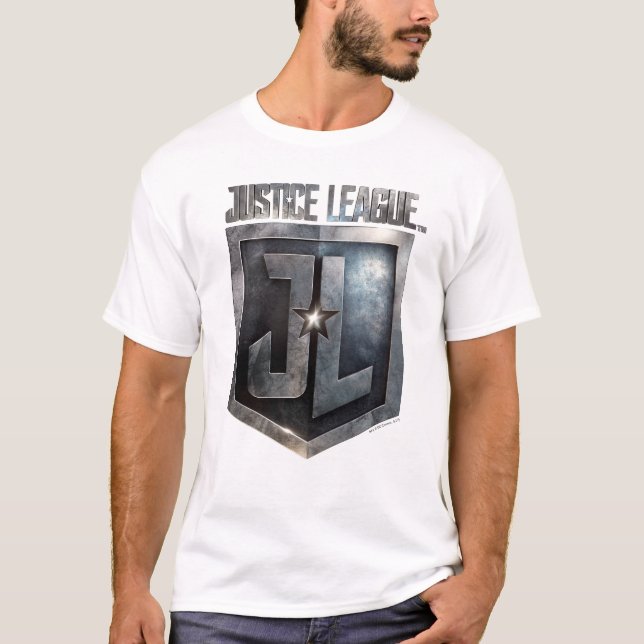 T-shirt Liga da Justiça | Invólucro metálico JL (Frente)