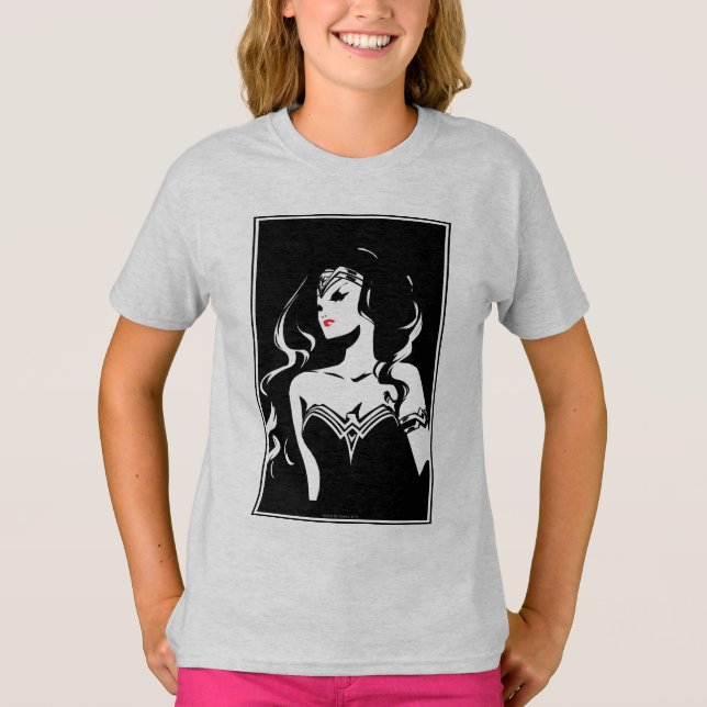 T-shirt Liga da Justiça | Mulher Maravilha Noir Pop Art (Frente)