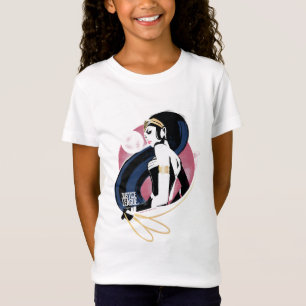 T-shirt Liga da Justiça  Pop de Arte para Perfil de Mulhe