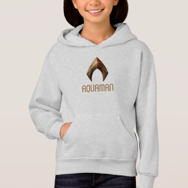 T-shirt Liga da Justiça | Símbolo Aquâmico Metálico (Frente)