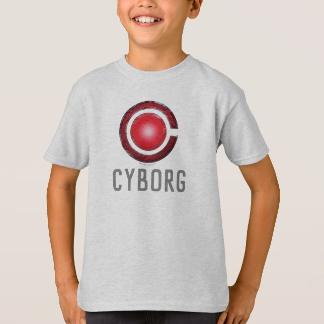 T-shirt Liga da Justiça | Símbolo Cyborg brilhante (Frente)