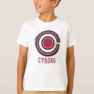 T-shirt Liga da Justiça  Símbolo Cyborg de pincel e meio