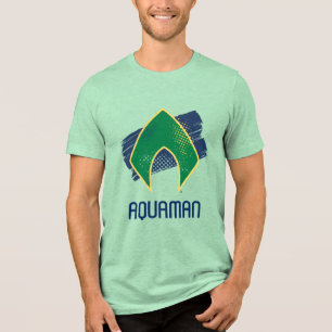 T-shirt Liga da Justiça  Símbolo de Aquaman Pincel e Mei