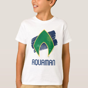 T-shirt Liga da Justiça Símbolo de Aquaman Pincel e Mei