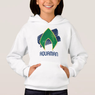 T-shirt Liga da Justiça  Símbolo de Aquaman Pincel e Mei