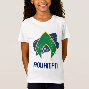 T-shirt Liga da Justiça  Símbolo de Aquaman Pincel e Mei