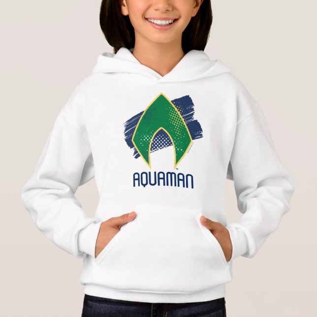 T-shirt Liga da Justiça | Símbolo de Aquaman Pincel e Meio (Frente)