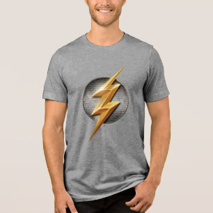 T-shirt Liga da Justiça Símbolo de Bolt Metálico Flash