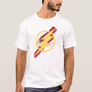 T-shirt Liga da Justiça  Símbolo Flash Pincel e Meio-Ton