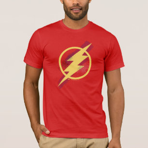 T-shirt Liga da Justiça Símbolo Flash Pincel e Meio-Tons