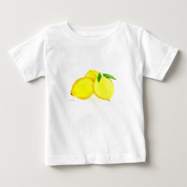 T-shirt limões amarelos frutas de aquarela Citrus Modern (Frente)